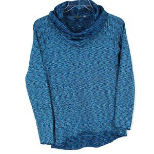 Athleta Space Dye Tranquility Cowl Neck Pullover Sweater #930314 Size Small Blue